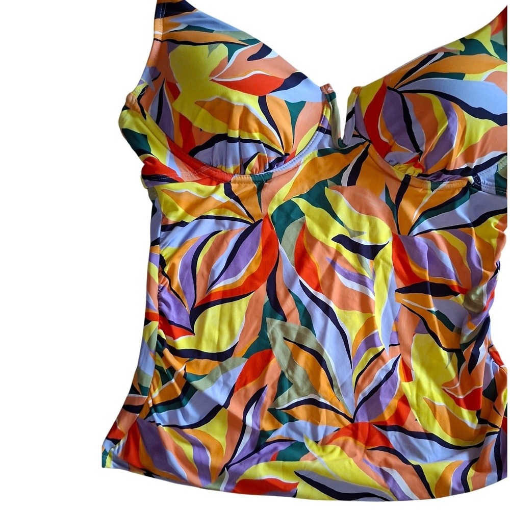 Anne Cole NWT Swim Tankini L Multicolor Abstract  Swimwear Underwire UPF 50 NEW